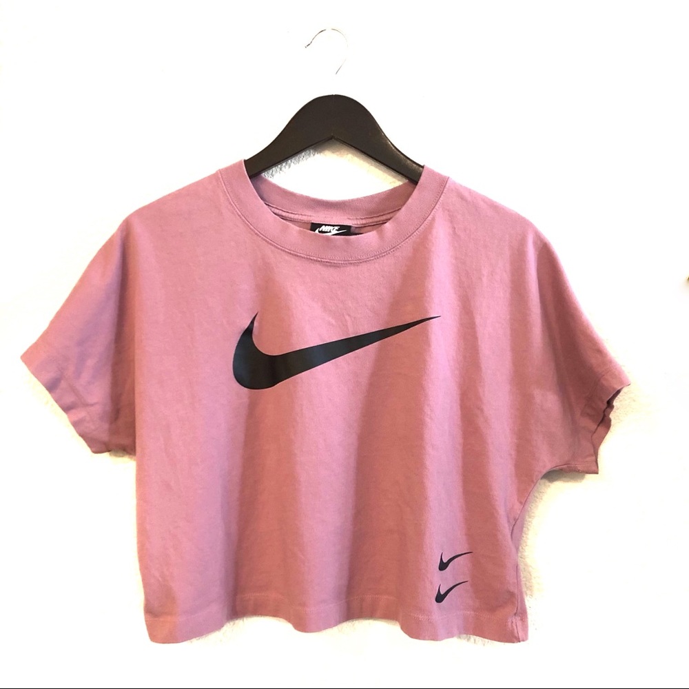 Nike Swoosh Pink Crop Top Sz L EUC